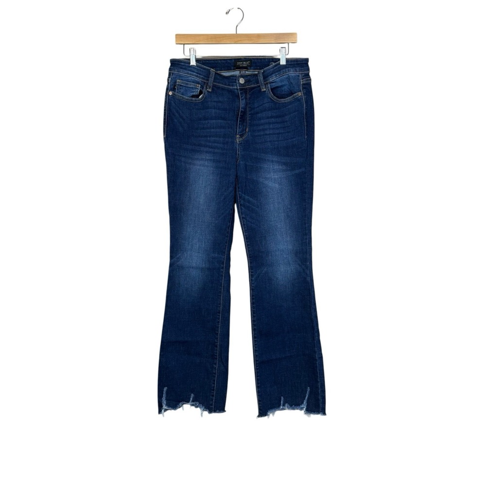 Judy Blue Bootcut Jeans Raw Hem Size 13/31 Dark Wash Modern Capsule Contemporary
